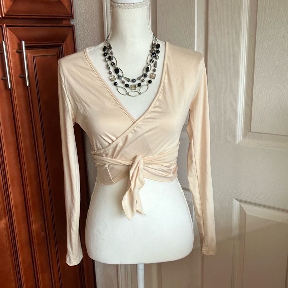 Y2k Elegant beige Wrap Top Size:S